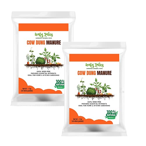Leafy Tales Organic Cow Dung Manure for Plants 2kg - Fully Decomposed & Odorless Gobar ki Khad for Home Garden | Nutrient-Rich Organic Fertilizer & Soil Enricher for Flowers & Vegetables