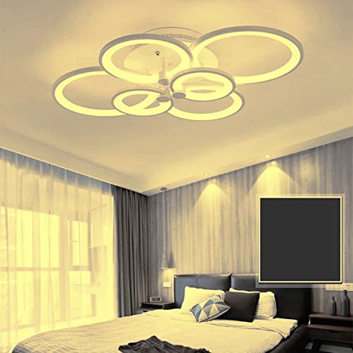 Plafoniera Lampadario da soffitto a led con 6 Luci cerchi Design Stile Moderno Lampada per Camera Cucina Salotto Locali Commerciali (Luce Calda 3000K)