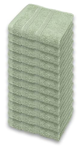 Kaufman - Premium Washcloth Set Of 12 (13X13 Inches) 100% Cotton Ring Spun, Highly Absorbent, Durable And Ultra Soft Feel Wash Cloths Essential For Bathroom, Spa, Gym, And Face Towel (12Pk) #TOP3