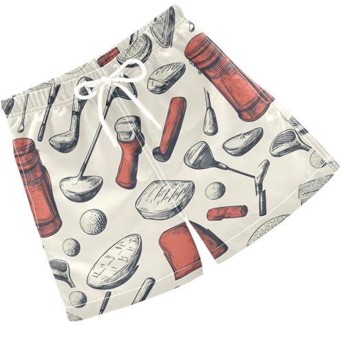 Pigsaly Boys' Swim Board Shorts Retro Golf Equipment Boy's Swim Trunks Kids Swimwear XS Multicolor
