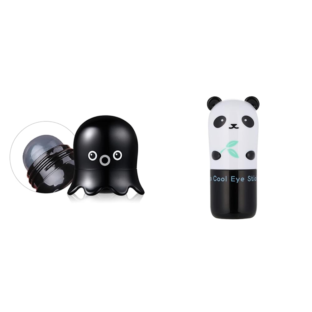 TONYMOLY Tako Pore Blackhead Remover Scrub Stick Charcoal & Dead Sea Salt Exfoliator for Blackheads, Whiteheads, 0.8 oz Panda's Dream So Cool Eye Cream, Korean Skin Care Eye Cream Stick