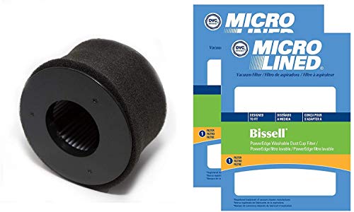 DVC Replacement Vacuum Filters For Bissell 54A2 PowerEdge and Hard Floor Expert Stick Vac 81L2, 81L21, 81L22, 81L28, 81L2A, 81L2T, 81L2W | Includes 2 Standard Vacuum Filters