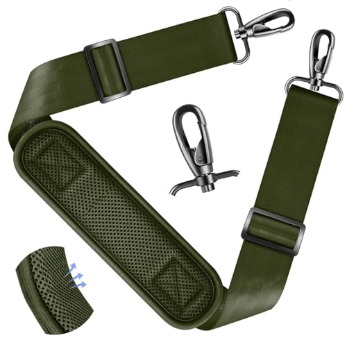 Image of ZINZ Shoulder Strap - 59 Inch Universal Heavy-duty Adjustable Strap with Ultra-thick Fixed Breathable Pad for Laptop, Gym, Camera Bag and More -Army green