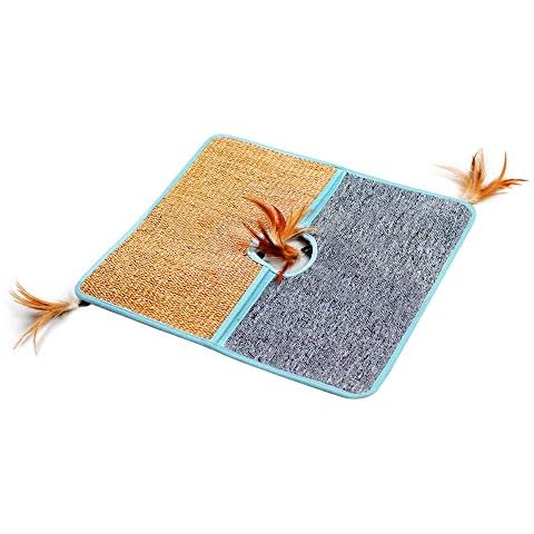 AnberCare Cat Scratching Mat, 18’ x 18’ Natural Sisal and PP Fiber Dual Material Cat Scratch Mats, Cat Floor Scratching Pad Rug, Protect Carpets and Sofas Cover