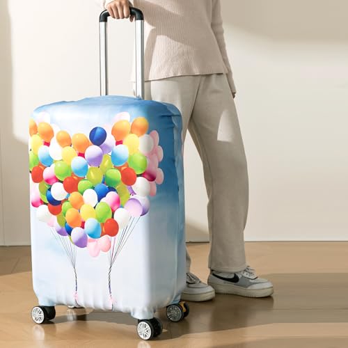 Image of HOKIPO 220gsm Durable and Washable Suitcase Covers for Trolley Suitcase, Large (26-27inch) - Balloon Drift (AR-6345-D12)