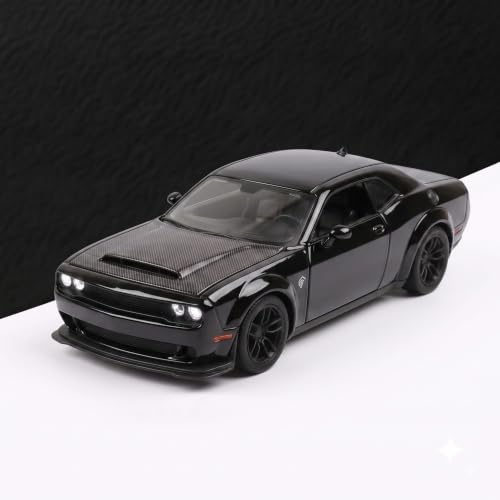 Image of 1:32 Scale Dodge Challenger Hellcat Die-Cast Metal Car Toy with Light & Sound, Pull-Back Action & Openable Doors
