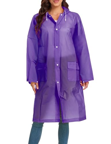 Image of Raincoats for Women Men Reusable Portable Waterproof EVA Long Rain Ponchos with Hoods