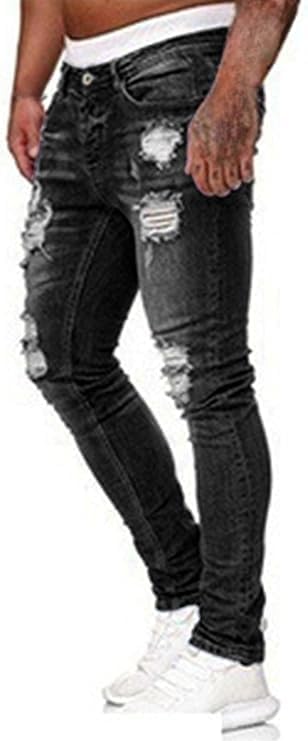 Men's Ripped Jeans Skinny Distressed Moto Biker Jeans Gothic Zipper Denim Pants Tapered Leg Slim Fit Jean3