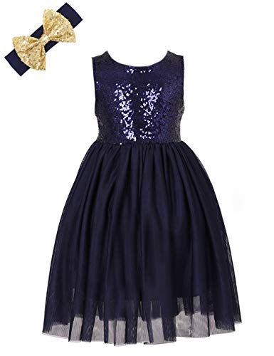 ANATA Girls Sequin Party Dress Flower Girls Tutu Dress V-Back Toddler Baby Princess Wedding Gown2