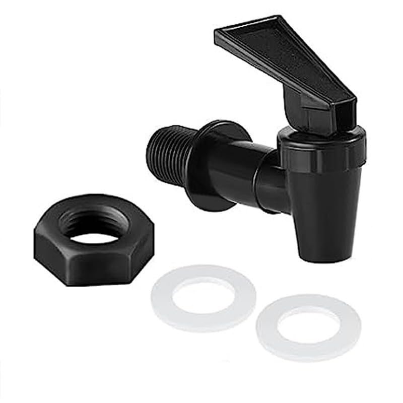 LifgWas - Grifo de plástico para alimentos (4 unidades, PP, negro, grifo de llenado para botellas de vidrio/plástico, fuentes de agua y recipientes con apertura de 18 mm (3/4 de pulgada)