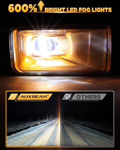 Image of Auxbeam 60W LED fog lights Lamps with DRL, Bumper Fog Lights for Chevy Silverado 2008-2014 Suburban Tahoe 2007-2015 Avalanche 2007-2013 GMC Sierra Yukon, Dot Approved, IP67 Waterproof, Black, Pair