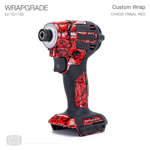 WRAPGRADE Custom Wrap Aufkleber Abziehbild kompatibel mit Makita DTD173 18V LXT (Chaost Tribal Red)