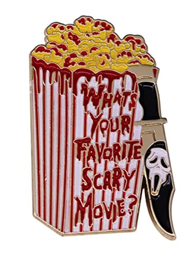 LATINDAY What's Your Favorite Scary Movie? Popcorn Skull Face Killer Badge Brooch Craven Scream Horror Pin Ghost Face Badge Halloween Enamel Pin for Backpacks Jewelry Gifts