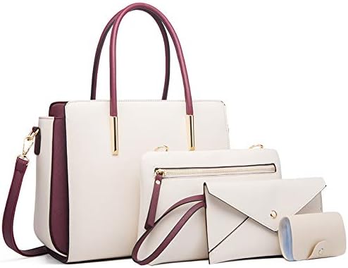 Amazon トートバッグ バッグインバッグ レディース ショルダーバッグ 通勤 鞄女性用 4点セット 防水 底鋲 ビジネス 誕生日 クリスマス プレゼント ホワイト Hotoy トートバッグ