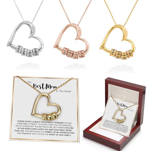 Family's Love Engraved Pendant with LED Gift Box, Zeilla Necklace for My Wife Love Letter, To My Wife Customized Necklaces for Women, Personalized Custom Name Necklace for Women Birthday2