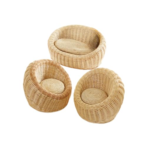Playlearn Wicker Couch & Chair Set Outdoor Seating For Children Wicker Garden Furniture -Three Piece Wicker Chairs for Garden-Conservatory Furniture Chairs Perfect for Reading&Relaxing