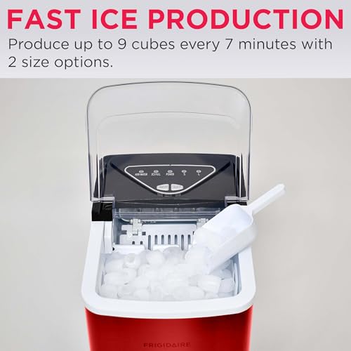 Image of Frigidaire Compact Countertop Ice Maker, 26lbs of Ice per Day, Red Stainless