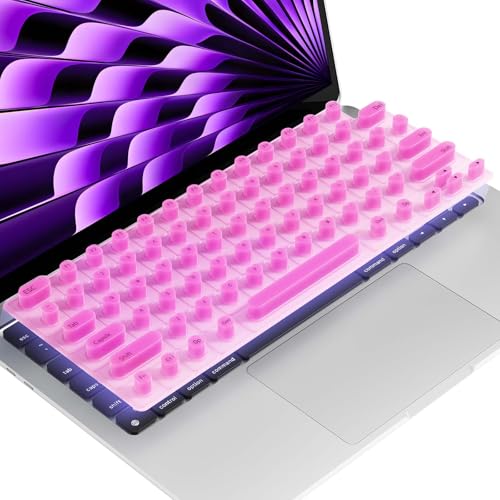 Majeree Keyboard Cover for Long Nails, Perfectly Compatible with 2021-2024 MacBook Pro 14/16, MacBook Air 13/15.Gift Box Packaging, Raised Silicone Keyboard Cover-Ideal for Office & Study Use (Pink)