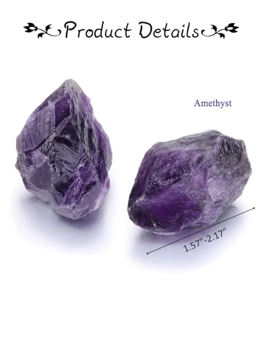 JOVIVI Amethyst Crystal,2pc 1.57"-2.17" Large Amethyst Raw Crystals Stones,Natural Healing Crystals Gemstones Purple Rock Rough Stone for Crystal Lovers Reiki Spiritual Gifts - Image 6