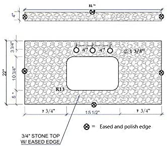 Montary 31 Inch Marble Vanity Top With Undermounted Rectangular Ceramic Sink & Backsplash, White Carrara Engineered Stone Countertop Vanity Sink Top For Bathroom 3 Pre-Drilled Hole thumb #6