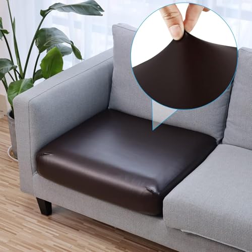 Image of YISUN PU Leather Couch Cushion Cover, Waterproof Stretch Sofa Cushion Slipcovers, Faux Leather RV Chair Seat Covers, Loveseat Cushion Cover Replacement Chair /Furniture Protector, 1Pcs(Brown)