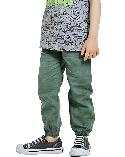 CUNYI Boys' Linen Pull-On Jogger Pants Solid Color Casual Pants3