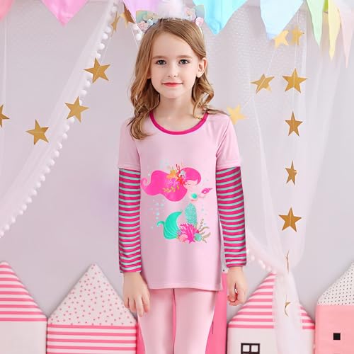 VIKITA Girls' Long Sleeve T-Shirts Winter Tops for Kids 3-12 Years Cotton Casual Print Shirts3