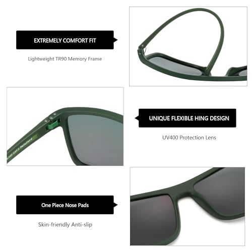 Image of ZENOTTIC Polarized Sunglasses for Men Lightweight TR90 Frame UV400 Protection Square Sun Glasses