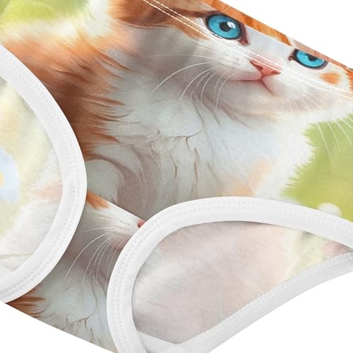 Toddler Girls Underwear 2t Cotton Little Girl Panties Fun Print Kids Briefs Undies Adorable Orange Kitten Colorful4