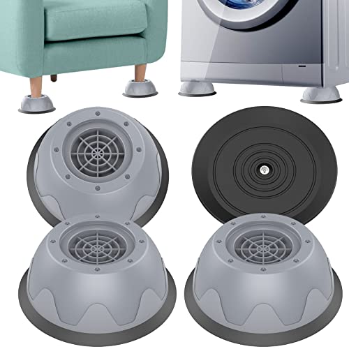 GeeRic Lot de 4 coussinets anti-vibration pour lave-linge et sèche-linge, support de machine à laver antichoc et antibruit avec ventouse, antidérapant (4 pièces)