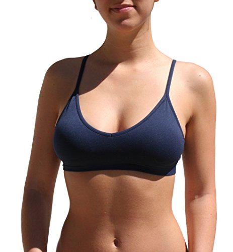 Image of Blue 55 Women's Bralette Wireless Padded Bra Top Sexy Everyday Basic Deep V-Neck