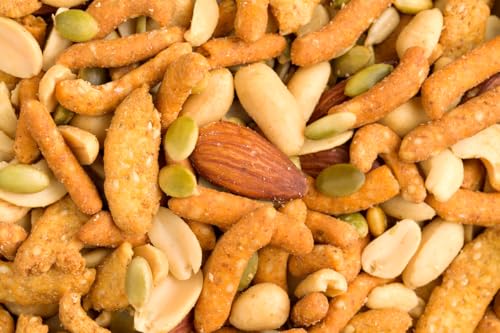 $Ave On Product Save On Product Party Mix Salted Nuts Roasted & Salted Almonds, Cashew Splits, Blanched Peanuts, Sunflower Seeds & Pepitas, Cheddar Sesame Sticks, Everything Sesame Sticks & Poppy Onion Sesame Sticks. Kosher Certified cover