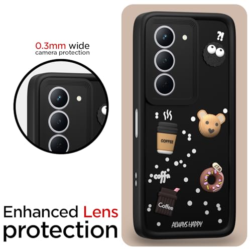 Image of Outlouders Back Cover for Realme P3x 5G | 3D Cartoon Bear Cute Fun Silicone Full Body Protection Bumper Case (Black)