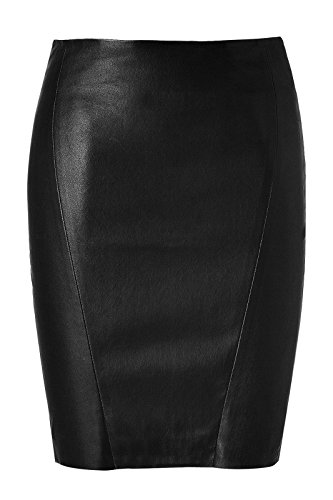 Women's Leather Skirt Genuine Soft Lambskin Leather Knee-Length Skirt RK002