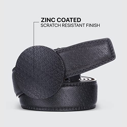 Marino Men’s Genuine Leather Ratchet Dress Belt With Automatic Buckle, Enclosed in an Elegant Gift Box - Round Foulard -Deep Charcoal - Adjustable from 38" to 54" Waist2