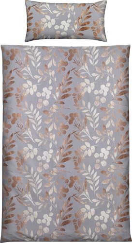 Erwin Müller Bettwäsche Feinbiber Blätter beige-grau Größe 40x80 cm /...