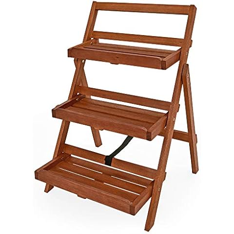 Casaria Blumentreppe 79x59x56cm FSC®-zertifiziertes Akazienholz Indoor Outdoor Blumenregal Blumenleiter Regal Holz thumbnail