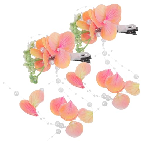 LUOZZY Artificial Floral Barrette with Petal Fringe for Women Wedding Vacation Beach Party Styling Thin Thick Hair