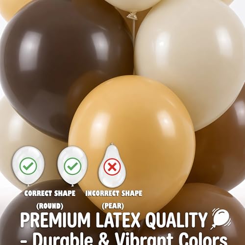 Image of Hiins Balloon Column Kit Set of 2 With Balloons Included - with Base,Pole,Balloon Tower Backdrop Decoration for Wedding, Baby Shower,Birthday Party,Bachelorette Parties (3xChocolate Brown)
