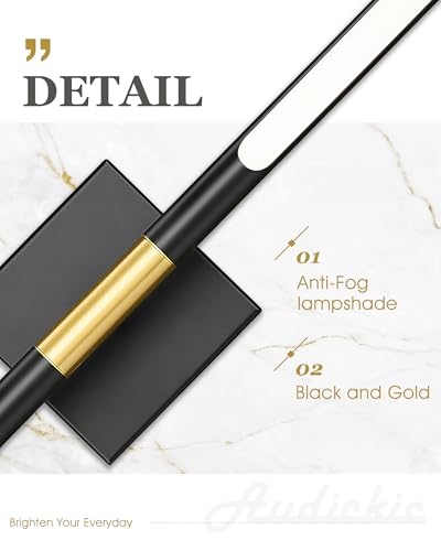 Image of 24 Inch Bathroom Light Fixtures, 16W 3CCT Dimmable CRI90 Black and Gold LED Vanity Lighting Fixtures Over Mirror, 360 Rotatable Modern Bathroom Vanity Light Bar, AD-W9465-L60-BK