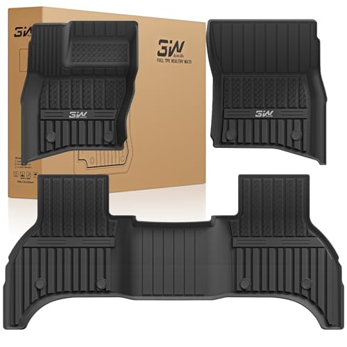 3W Floor Mats Fit Land Rover/Range Rover Defender 110 (4 Doors 5 Seat Only) 2020-2024 2025 (Not for Defender 110s/Rubber Flooring), TPE All Weather Custom Fit Floor Liner Full Set, Black RR