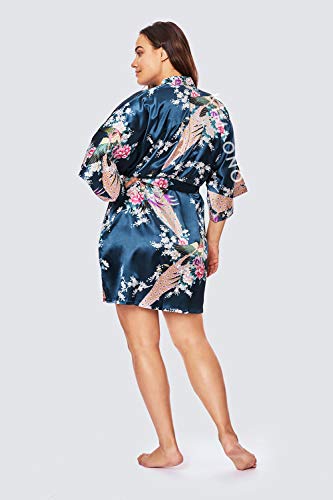 Image of KIM+ONO Plus Size Satin Short Kimono Robe for Women | bridal - maternity - postpartum - lingerie - bridesmaid
