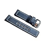 FYXT Cinturino In Vera Pelle 20mm 22mm 24mm Bracciale Con Fibbia In Oro Argento Inossidabile Compatibile Panerai(Black-Silver Buckle,22mm)