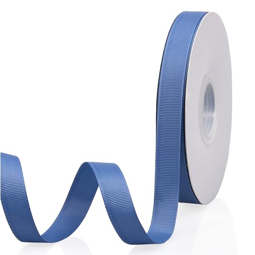 Dusty Blue 5/8" X 50 Yards Continuous Solid Color Double Faced Grosgrain Ribbon for Gifts Wrapping, Wedding, Party, Crafts, Hair Bows, Flowers, Home DIY Decor