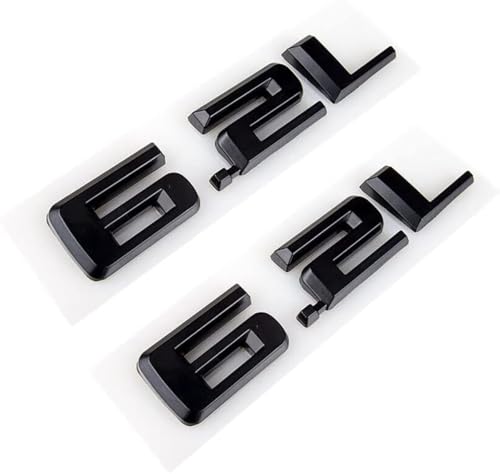 Image of 2pcs 6.2L Emblems 3D Hood Style Badge Logo Sticker Nameplate Letter Replacement for 1500 2500HD (Gloss Black)