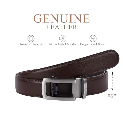 Image of HAMMONDS FLYCATCHER Genuine Leather Belt for Men - Perfect for Formal and Casual Wear - Adjustable Waistband up to 46 Inches - Autolock Belt for Formal and Casual Wear