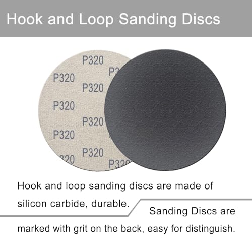 Image of 6 Inch 50 Pcs Wet Dry Sanding Discs Hook and Loop, 320 Grit Sandpaper Automotive Wood Metal Polishing & Sanding, Silicon Carbide Sand Paper for Random Orbital Sander (Grit 320)