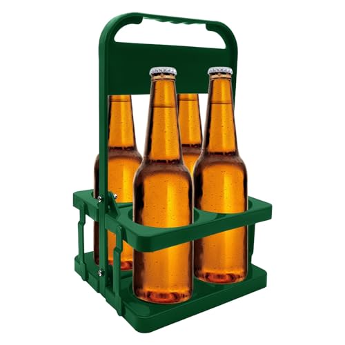 Kioriur Estante para Botellas de Cerveza Portabotellas de Vidrio, Cesta de Mano de Cuatro Rejillas | Soporte para Botella de Leche, Estante para Cerveza, Cesta Plegable para Estante para Cerveza y v