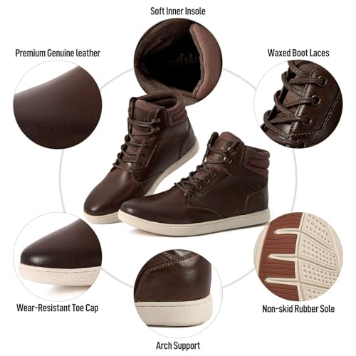 Image of Arkbird Casual Sneaker Boots, High-Top Sneakers Lace-up Leather Chukka Shoes for Men