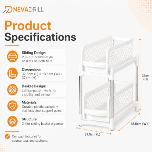 Image of 2 Tier Sliding Storage Organiser, White [ND-1815]
